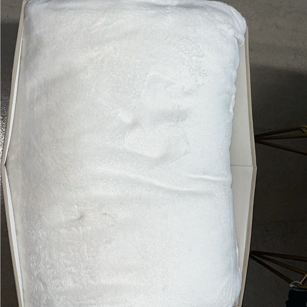 Luxurious White Plush Pillow case  & blanket
